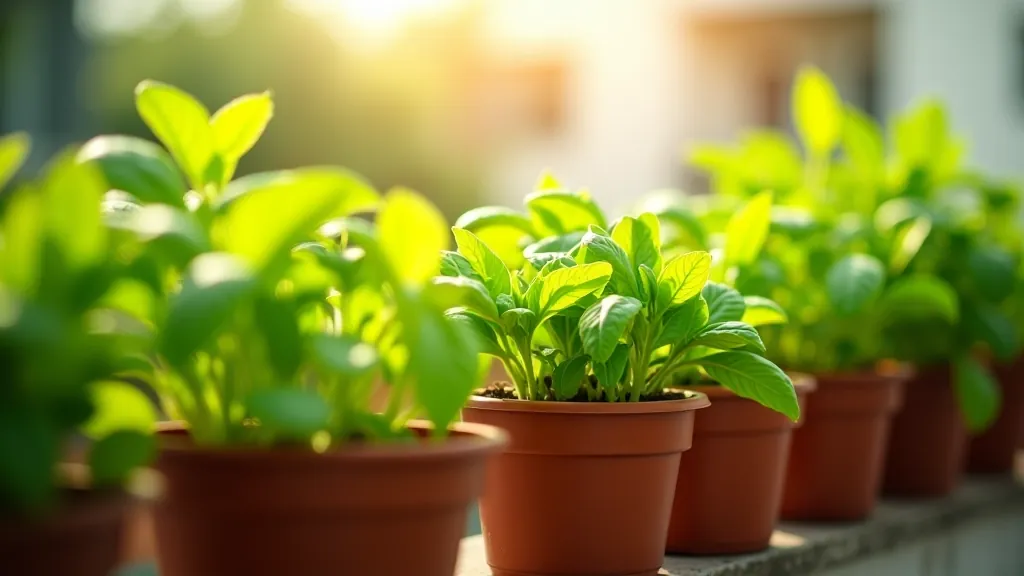 Tomato and pepper plants in containers on a sun-exposed south-facing balcony with full direct sunlight throughout the day